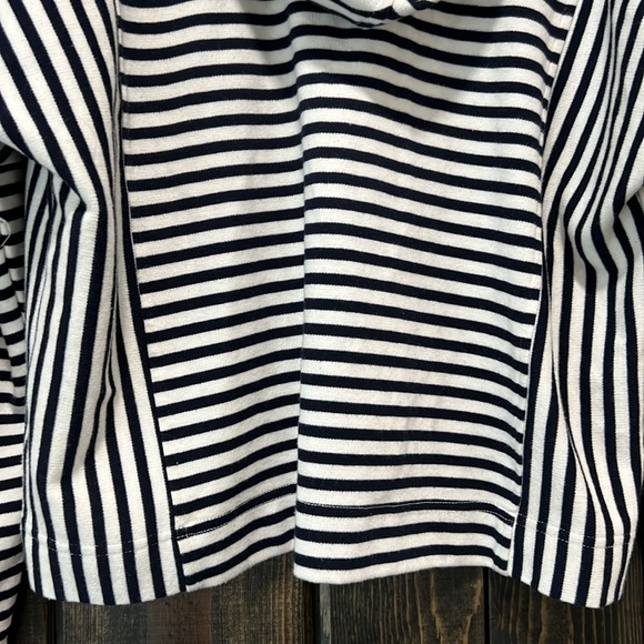 Jane & Delancey Striped Hoodie L Nautical Sweater Casual All Seasons Boho Crop - Picture 7 of 9